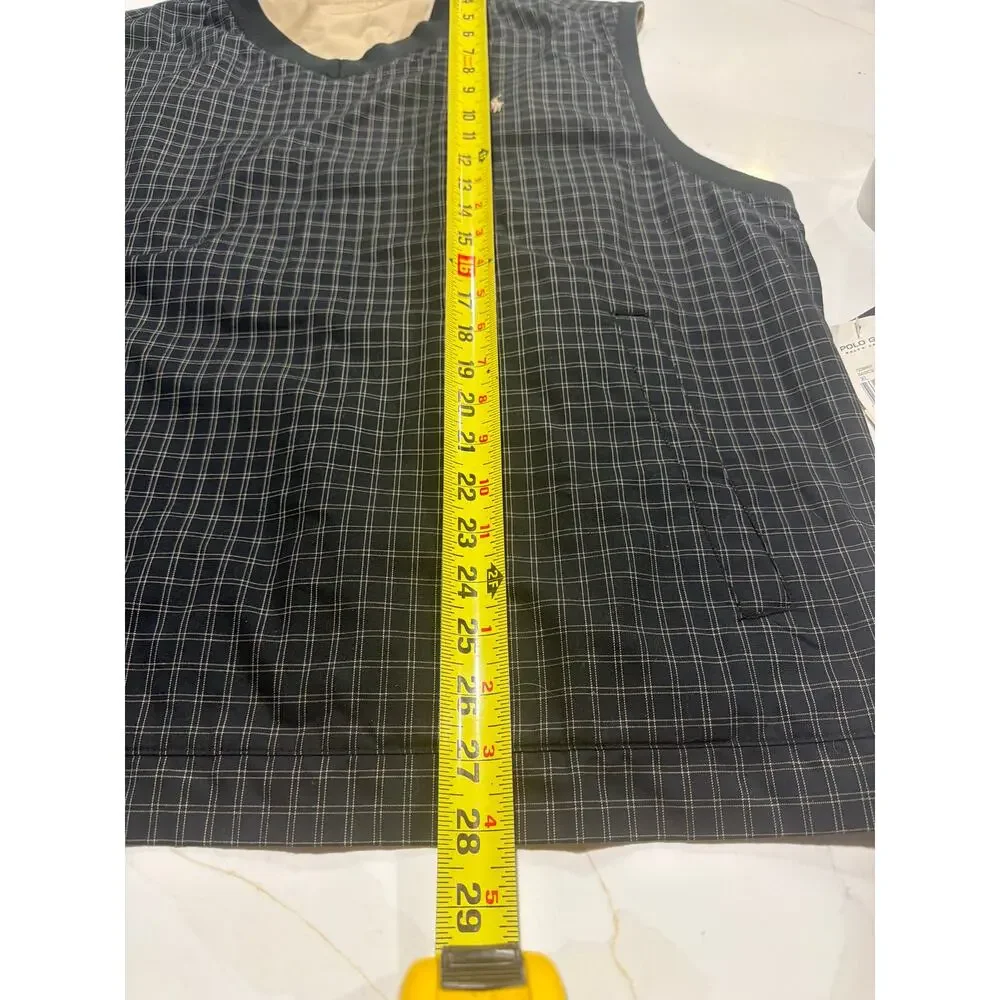 NWT Polo Ralph Lauren Mens Reversible Golf Vest Black Windowpane Check V-Neck XL